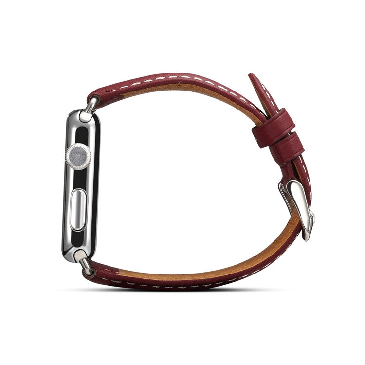 Denior Environmental Luxury Car Watch Leather Watch Band for Apple Watch Series 10 42mm / 9&8&7 41mm / SE 3&SE 2&6&SE&5&4 40mm / 3&2&1 38mm(Dark Red) - Watch Bands by Denior | Online Shopping UK | buy2fix