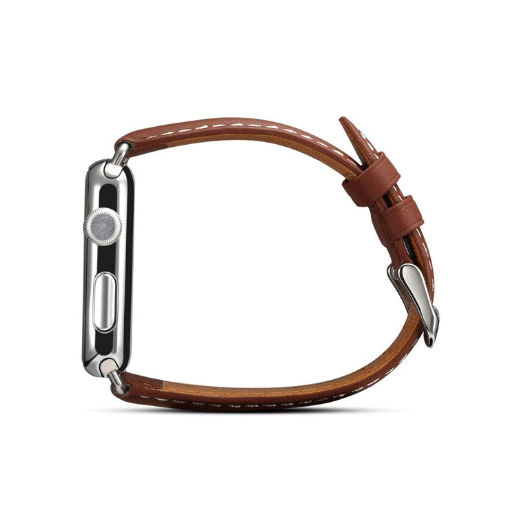 Denior Environmental Luxury Car Watch Leather Watch Band for Apple Watch Series 7 41mm / 6 & SE & 5 & 4 40mm / 3 & 2 & 1 38mm(Brown) - Watch Bands by Denior | Online Shopping UK | buy2fix