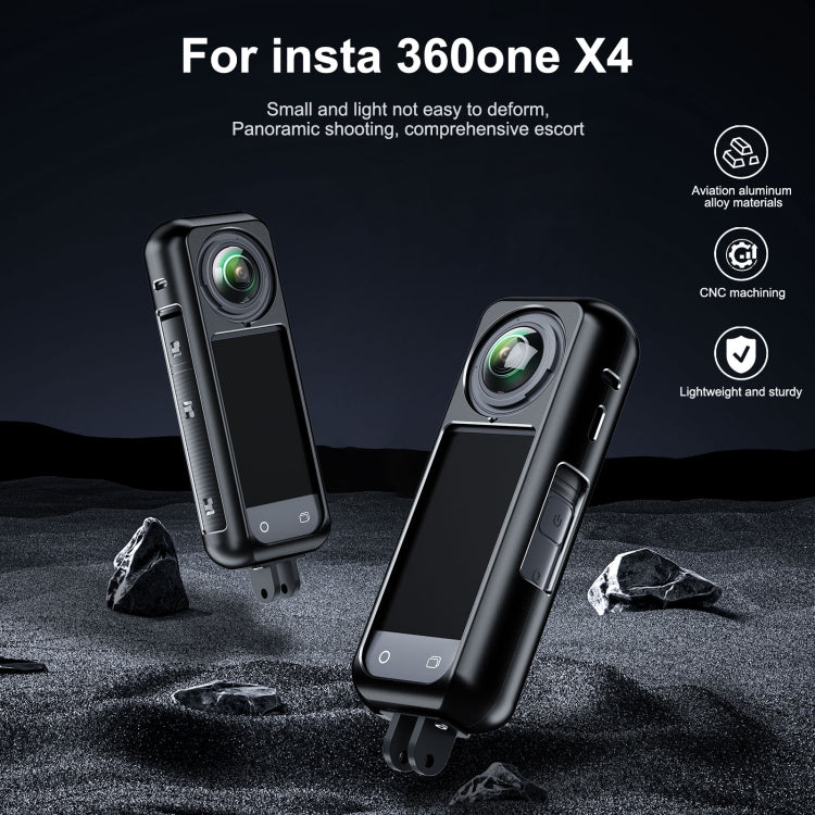 For Insta360 X4 Aluminum Alloy Metal Protective Cage Housing Frame (Black) - Mount & Holder by buy2fix | Online Shopping UK | buy2fix