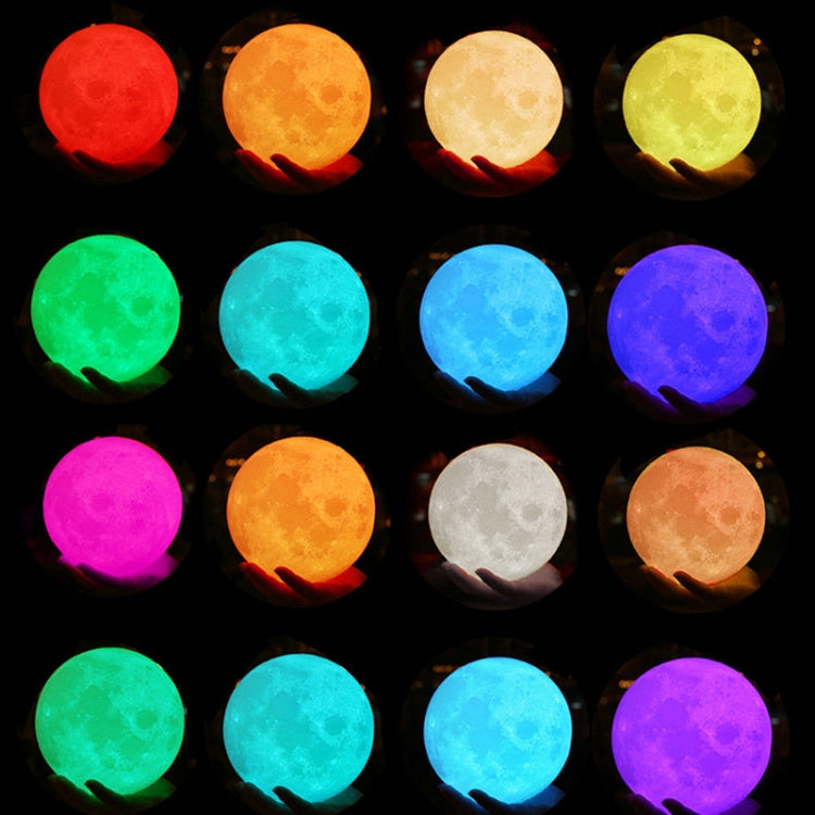 Customized 16-colors 3D Print Lamp USB Charging Energy-saving LED Night Light with Remote Control & Wooden Holder Base, Diameter:13cm - Night Lights by buy2fix | Online Shopping UK | buy2fix