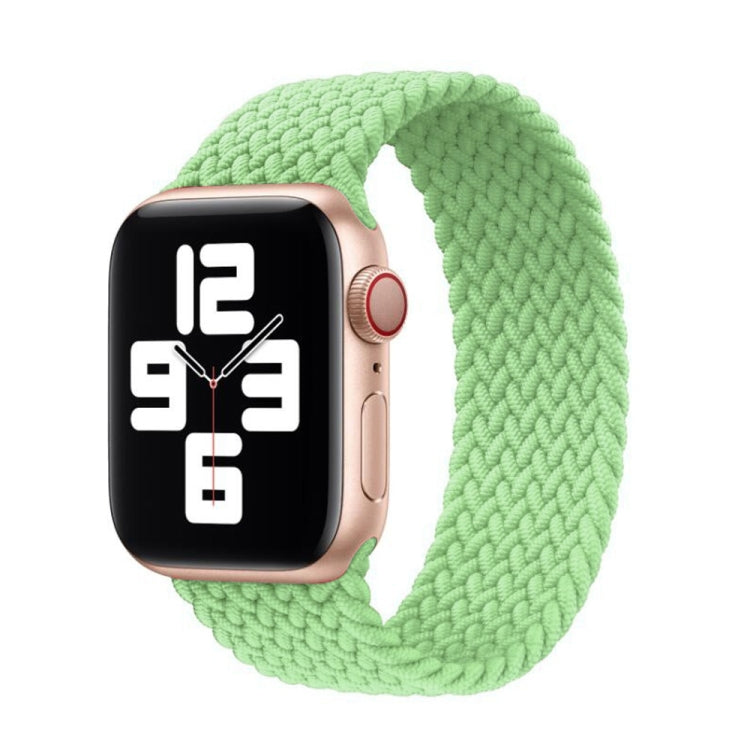 Nylon Single-turn Braided Watch Band For Apple Watch Ultra 49mm&Watch Ultra 2 49mm / Series 9&8&7 45mm / SE 3&SE 2&6&SE&5&4 44mm / 3&2&1 42mm, Length:L 170mm (Pistachio Green) - Watch Bands by buy2fix | Online Shopping UK | buy2fix