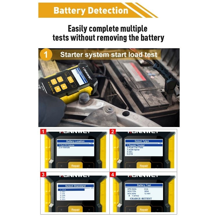 KONNWEI KW510 3 in 1 Car Battery Tester / Charger / Repairer, Support 8 Languages (EU Plug) - Code Readers & Scan Tools by buy2fix | Online Shopping UK | buy2fix