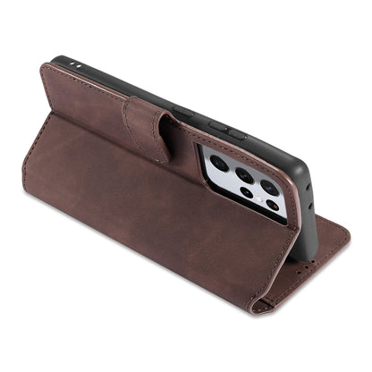 For Samsung Galaxy S21 Ultra 5G DG.MING Retro Oil Side Horizontal Flip Case with Holder & Card Slots & Wallet(Coffee) - Galaxy S21 5G Cases by DG.MING | Online Shopping UK | buy2fix