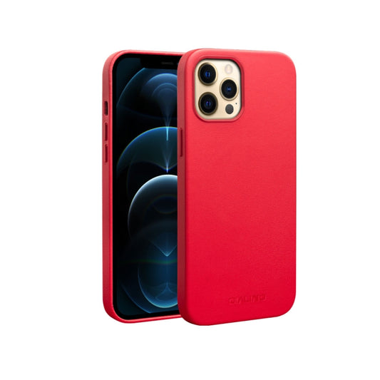For iPhone 12 Pro Max QIALINO Nappa Leather Shockproof Magsafe Case(Red) - iPhone 12 Pro Max Cases by QIALINO | Online Shopping UK | buy2fix