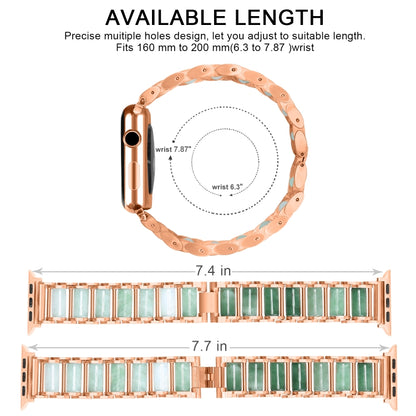 Emerald Stainless Steel Watch Band For Apple Watch Series 7 41mm / 6 & SE & 5 & 4 40mm / 3 & 2 & 1 38mm(Rose Gold) - Watch Bands by buy2fix | Online Shopping UK | buy2fix