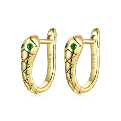 S925 Sterling Silver Smart Snake Ear Studs Women Earrings(Gold) - Stud Earrings & Earrings by buy2fix | Online Shopping UK | buy2fix