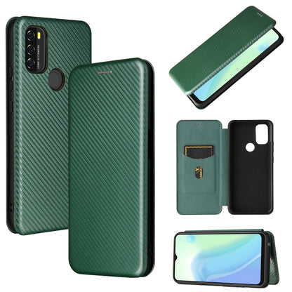 For Blackview A70 (2021) Carbon Fiber Texture Horizontal Flip TPU + PC + PU Leather Case with Card Slot(Green) - More Brand by buy2fix | Online Shopping UK | buy2fix