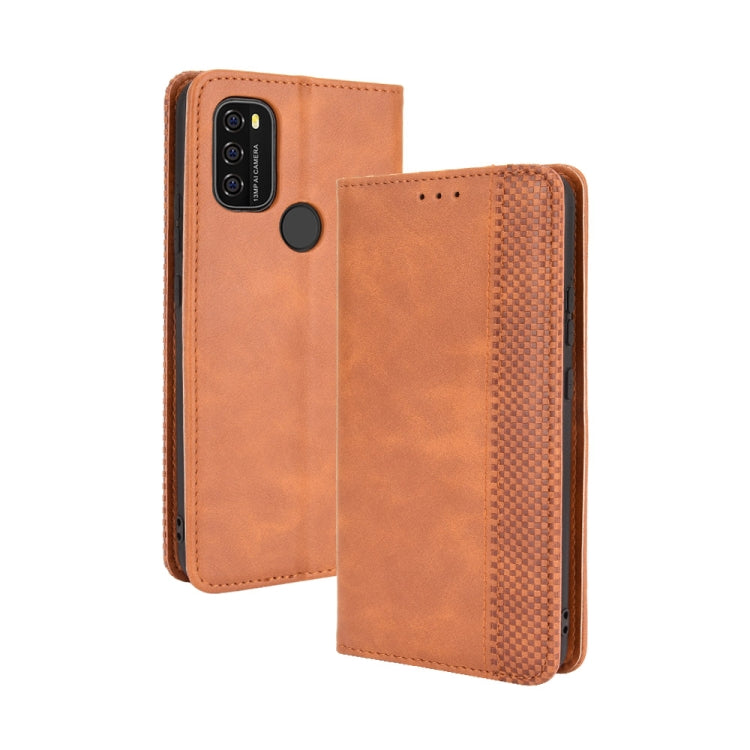 For Blackview A70 (2021) Magnetic Buckle Retro Crazy Horse Texture Horizontal Flip Leather Case with Holder & Card Slots & Photo Frame(Brown) - More Brand by buy2fix | Online Shopping UK | buy2fix