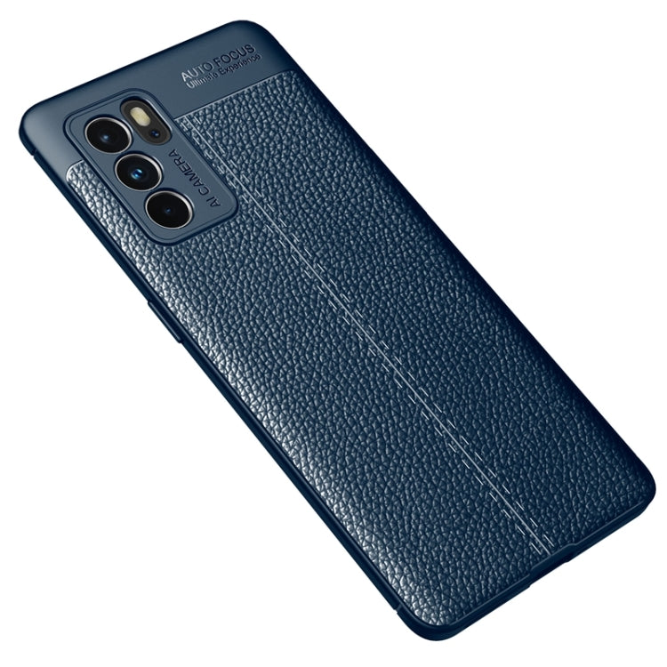 For OPPO Reno6 Pro 5G Litchi Texture TPU Shockproof Case(Blue) - OPPO Cases by buy2fix | Online Shopping UK | buy2fix