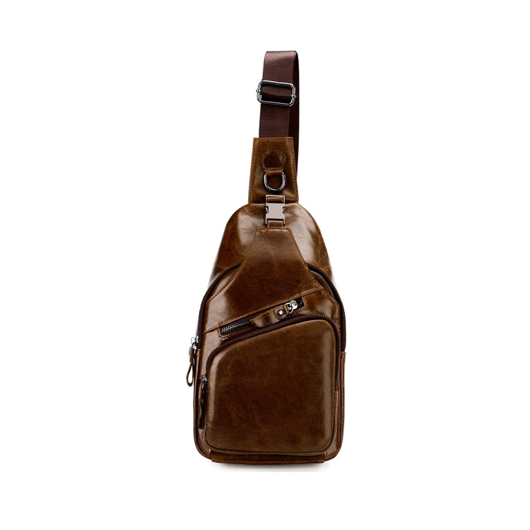 Men Leather Chest Bag Retro Shoulder Bag(Coffee) - Single-shoulder Bags by buy2fix | Online Shopping UK | buy2fix