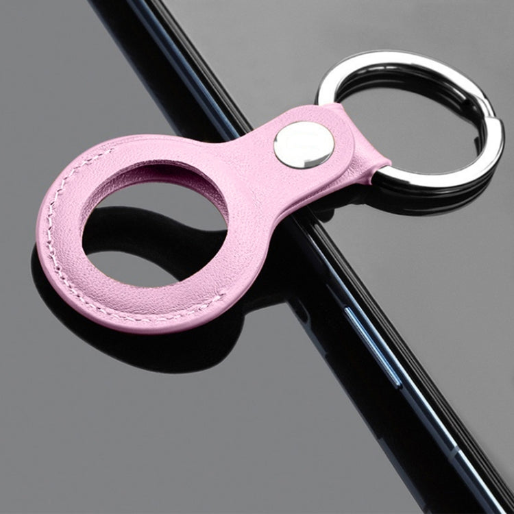 Mutural PU Leather Protective Case with Key Ring for AirTag(Pink) - Other by Mutural | Online Shopping UK | buy2fix