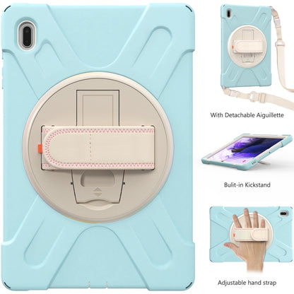 For Samsung Galaxy Tab S7 FE T730 / S7+ / S9+ /S8+ Silicone + PC Protective Case with Holder & Shoulder Strap(Ice Blue) - Other Galaxy Tab PC by buy2fix | Online Shopping UK | buy2fix