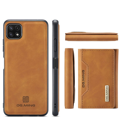 For Samsung Galaxy A22 5G DG.MING M2 Series 3-Fold Multi Card Bag Back Cover Shockproof Case with Wallet & Holder Function(Brown) - Galaxy Phone Cases by DG.MING | Online Shopping UK | buy2fix