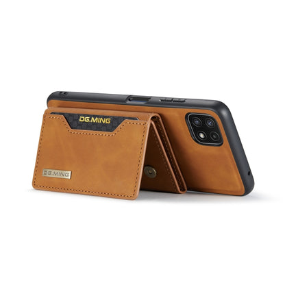 For Samsung Galaxy A22 5G DG.MING M2 Series 3-Fold Multi Card Bag Back Cover Shockproof Case with Wallet & Holder Function(Brown) - Galaxy Phone Cases by DG.MING | Online Shopping UK | buy2fix