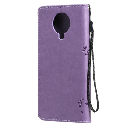 For Nokia G10 Tree & Cat Pattern Pressed Printing Horizontal Flip PU Leather Case with Holder & Card Slots & Wallet & Lanyard(Lavender) - Nokia Cases by buy2fix | Online Shopping UK | buy2fix