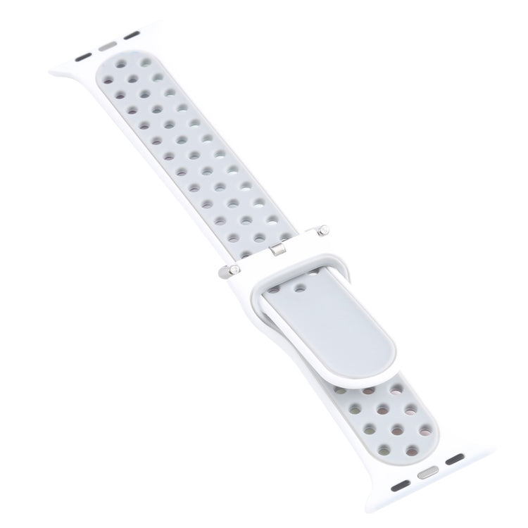 Metal Buckle Silicone Watch Band For Apple Watch Series 9&8&7 41mm / SE 3&SE 2&6&SE&5&4 40mm / 3&2&1 38mm(White+Colorful) - Watch Bands by buy2fix | Online Shopping UK | buy2fix