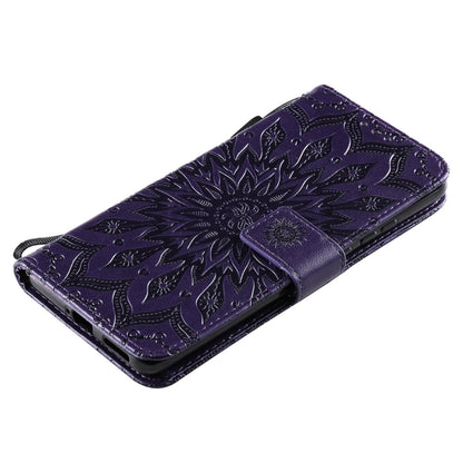 For Huawei P50 Pro Sun Embossing Pattern Horizontal Flip Leather Case with Card Slot & Holder & Wallet & Lanyard(Purple) - Huawei Cases by buy2fix | Online Shopping UK | buy2fix