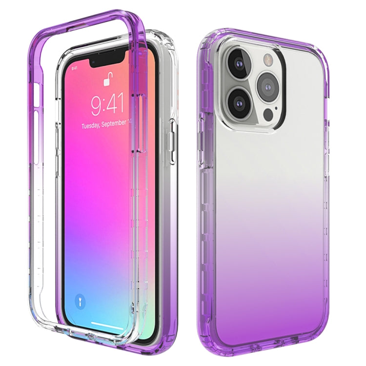 For iPhone 13 Shockproof High Transparency Two-color Gradual Change PC+TPU Candy Colors Protective Case(Purple) - iPhone 13 Cases by buy2fix | Online Shopping UK | buy2fix