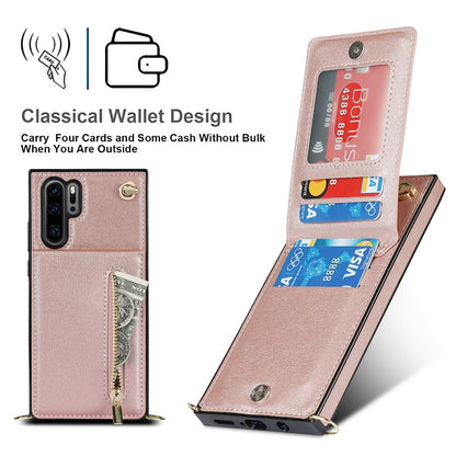 For Huawei P30 Pro Cross-body Zipper Square TPU+PU Back Cover Case with Holder & Card Slots & Wallet & Strap(Rose Gold) - Huawei Cases by buy2fix | Online Shopping UK | buy2fix