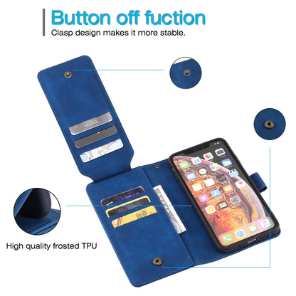 For iPhone XS Max Skin Feel Business Horizontal Flip PU Leather Case with Holder & Multi-Card Slots & Wallet & Lanyard & Photo Frame(Blue) - More iPhone Cases by buy2fix | Online Shopping UK | buy2fix