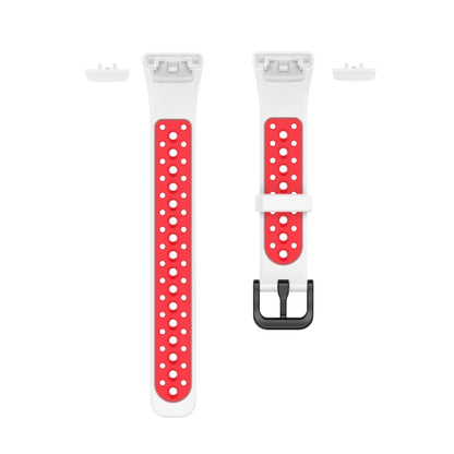 For Huawei Band 6 / Honor Band 6 Universal Two-color Breathable Silicone Watch Band(White Red) - Watch Bands by buy2fix | Online Shopping UK | buy2fix