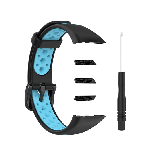 For Huawei Band 6 / Honor Band 6 Universal Two-color Breathable Silicone Watch Band(Black Blue) - Watch Bands by buy2fix | Online Shopping UK | buy2fix