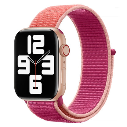 For Apple Watch Series 7 45mm / 6 & SE & 5 & 4 44mm / 3 & 2 & 1 42mm Color Matching Nylon Watch Band(Orange + Rose Red) - Watch Bands by buy2fix | Online Shopping UK | buy2fix