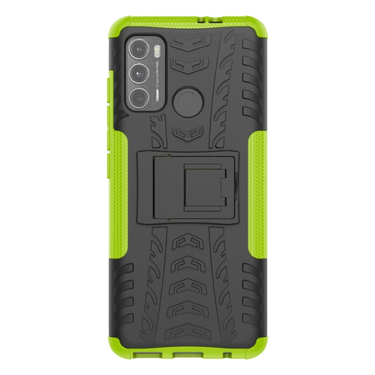 For Motorola Moto G60 Tire Texture Shockproof TPU+PC Protective Case with Holder(Green) - Motorola Cases by buy2fix | Online Shopping UK | buy2fix