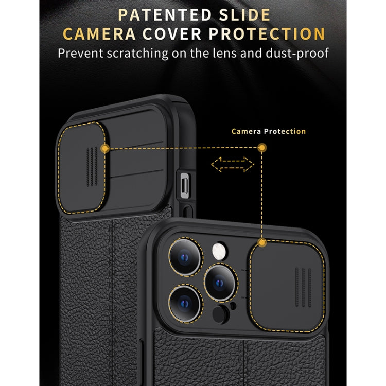 For iPhone 11 Pro Litchi Texture Sliding Camshield TPU Protective Case (Black) - iPhone 11 Pro Cases by buy2fix | Online Shopping UK | buy2fix