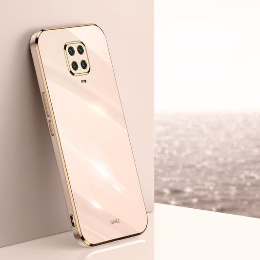 For Xiaomi Redmi Note 9S XINLI Straight 6D Plating Gold Edge TPU Shockproof Case(Pink) - Xiaomi Cases by XINLI | Online Shopping UK | buy2fix