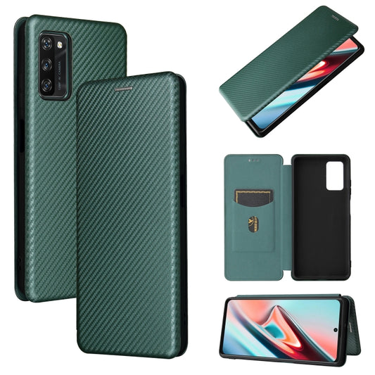 For Blackview A100 Carbon Fiber Texture Horizontal Flip TPU + PC + PU Leather Case with Card Slot(Green) - More Brand by buy2fix | Online Shopping UK | buy2fix