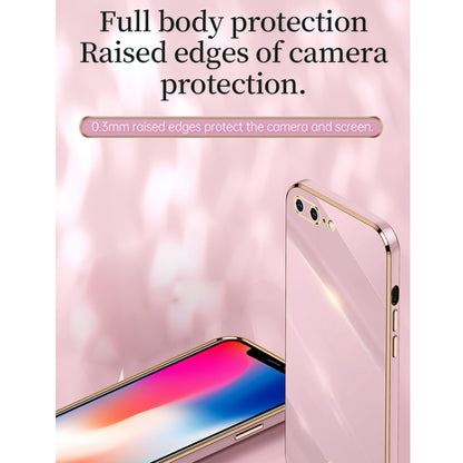 For iPhone SE 2022 / SE 2020 / 8 / 7 XINLI Straight 6D Plating Gold Edge TPU Shockproof Case(Pink) - iPhone SE 2022 / 2020 / 8 / 7 Cases by XINLI | Online Shopping UK | buy2fix