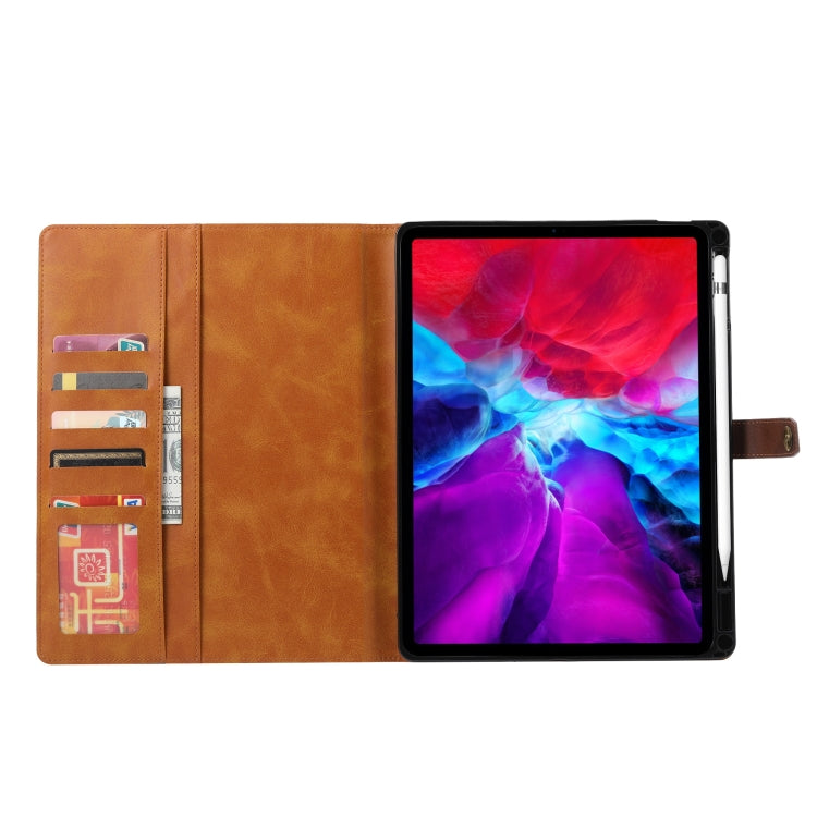 For iPad Air 13 2024 / iPad Pro 12.9 2022/2021/2020 Calf Texture Double Fold Clasp Horizontal Flip Leather Tablet Case with Photo Frame & Holder & Card Slots & Wallet(Rose Gold) - iPad Pro 12.9 (2022/2021) Cases by buy2fix | Online Shopping UK | buy2fix