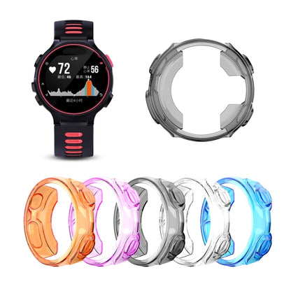 For Garmin Forerunner 735XT TPU Half-pack Candy Color Protective Case(Transparent Black) - Watch Cases by buy2fix | Online Shopping UK | buy2fix