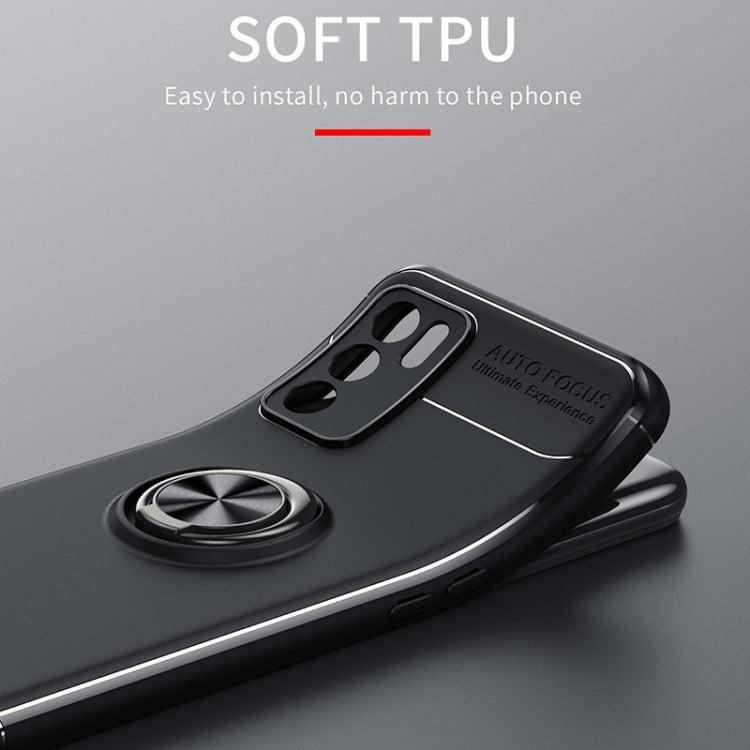 For OPPO A16 Metal Ring Holder 360 Degree Rotating TPU Case(Black+Red) - OPPO Cases by buy2fix | Online Shopping UK | buy2fix