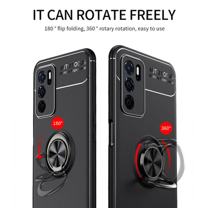 For OPPO A16 Metal Ring Holder 360 Degree Rotating TPU Case(Black+Red) - OPPO Cases by buy2fix | Online Shopping UK | buy2fix