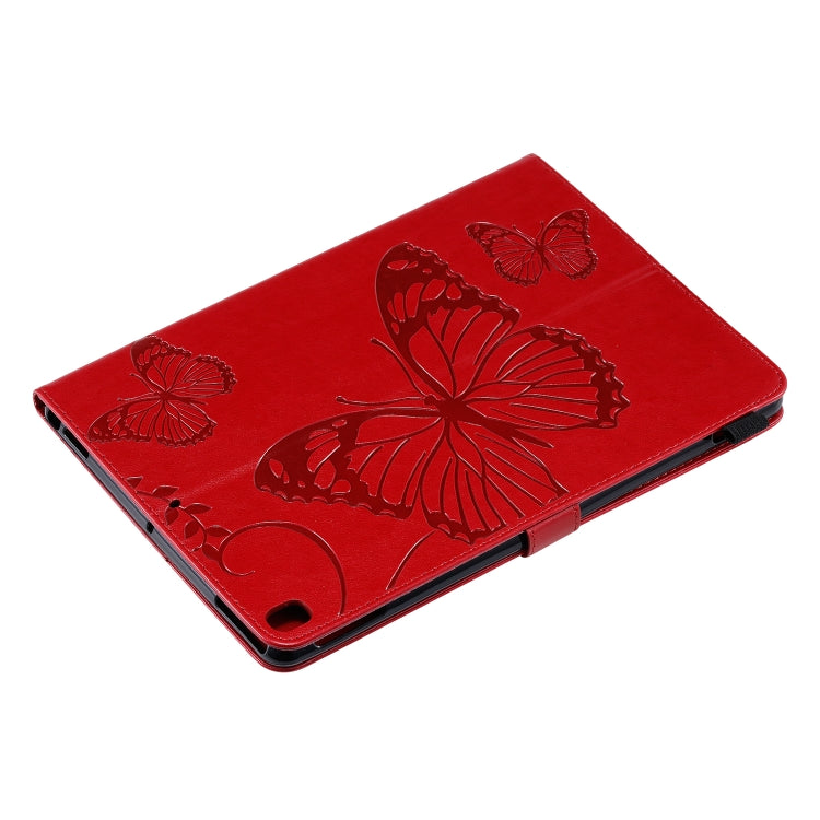 For iPad 10.2 / Pro 10.5 / Air  2019 Pressed Printing Butterfly Pattern Horizontal Flip PU Leather Case with Holder & Card Slots & Wallet & Pen Slot(Red) - iPad Air (2019) Cases by buy2fix | Online Shopping UK | buy2fix