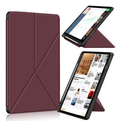 For Huawei MatePad 11 2021 Multi-folding Horizontal Flip PU Leather Shockproof Case with Holder & Sleep / Wake-up Function(Wine Red) - Huawei Cases by buy2fix | Online Shopping UK | buy2fix