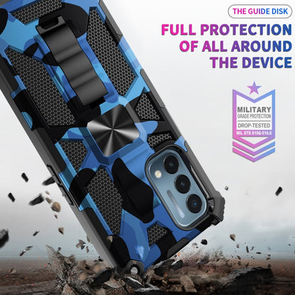 For OPPO A54 4G / A55 5G Camouflage Armor Shockproof TPU + PC Magnetic Protective Case with Holder(Blue) - OPPO Cases by buy2fix | Online Shopping UK | buy2fix