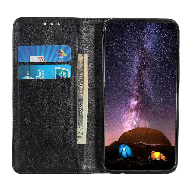 For OPPO A16 Magnetic Crazy Horse Texture Horizontal Flip Leather Case with Holder & Card Slots & Wallet(Black) - OPPO Cases by buy2fix | Online Shopping UK | buy2fix