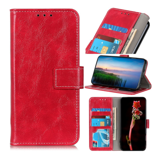 For OPPO A16 Retro Crazy Horse Texture Horizontal Flip Leather Case with Holder & Card Slots & Photo Frame & Wallet(Red) - OPPO Cases by buy2fix | Online Shopping UK | buy2fix