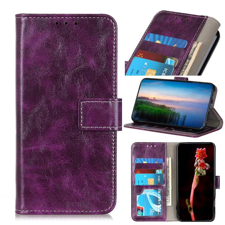 For OPPO A16 Retro Crazy Horse Texture Horizontal Flip Leather Case with Holder & Card Slots & Photo Frame & Wallet(Purple) - OPPO Cases by buy2fix | Online Shopping UK | buy2fix