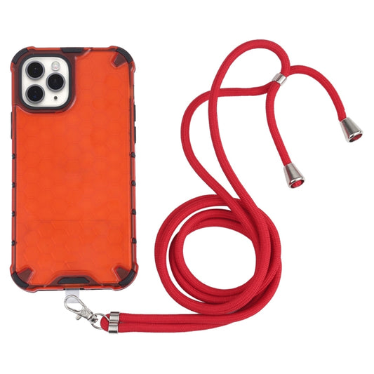 For iPhone 11 Pro Shockproof Honeycomb PC + TPU Case with Neck Lanyard (Red) - iPhone 11 Pro Cases by buy2fix | Online Shopping UK | buy2fix