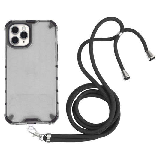 For iPhone 11 Pro Shockproof Honeycomb PC + TPU Case with Neck Lanyard (Grey) - iPhone 11 Pro Cases by buy2fix | Online Shopping UK | buy2fix