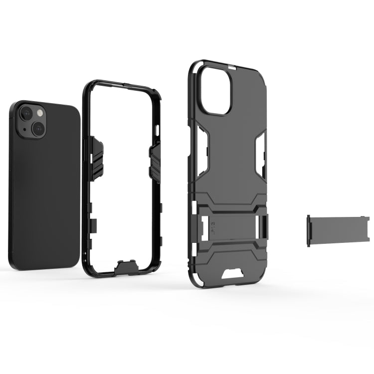 For iPhone 13 PC + TPU Shockproof Protective Case with Invisible Holder(Black) - iPhone 13 Cases by buy2fix | Online Shopping UK | buy2fix