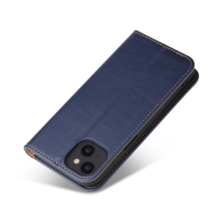 For iPhone 13 mini Fierre Shann PU Leather Texture Horizontal Flip Leather Case with Holder & Card Slots & Wallet (Blue) - iPhone 13 mini Cases by FIERRE SHANN | Online Shopping UK | buy2fix