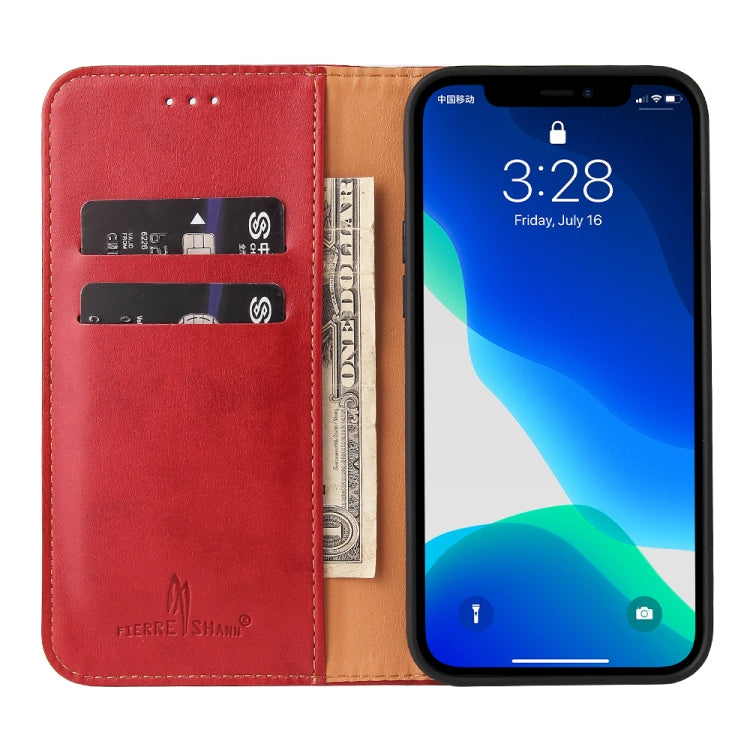 For iPhone 13 Pro Fierre Shann PU Leather Texture Horizontal Flip Leather Case with Holder & Card Slots & Wallet (Red) - iPhone 13 Pro Cases by FIERRE SHANN | Online Shopping UK | buy2fix