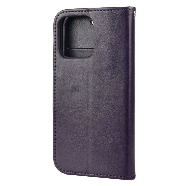 For iPhone 13 Pro Max Butterfly Flower Pattern Horizontal Flip Leather Case with Holder & Card Slots & Wallet (Deep Purple) - iPhone 13 Pro Max Cases by buy2fix | Online Shopping UK | buy2fix