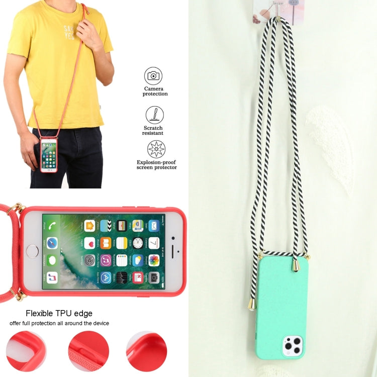 For iPhone 13 Pro Wheat Straw Material + TPU Shockproof Case with Neck Lanyard (Green) - iPhone 13 Pro Cases by buy2fix | Online Shopping UK | buy2fix