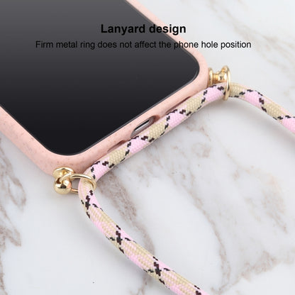 For iPhone 13 Pro Max Wheat Straw Material + TPU Shockproof Case with Neck Lanyard (Pink) - iPhone 13 Pro Max Cases by buy2fix | Online Shopping UK | buy2fix